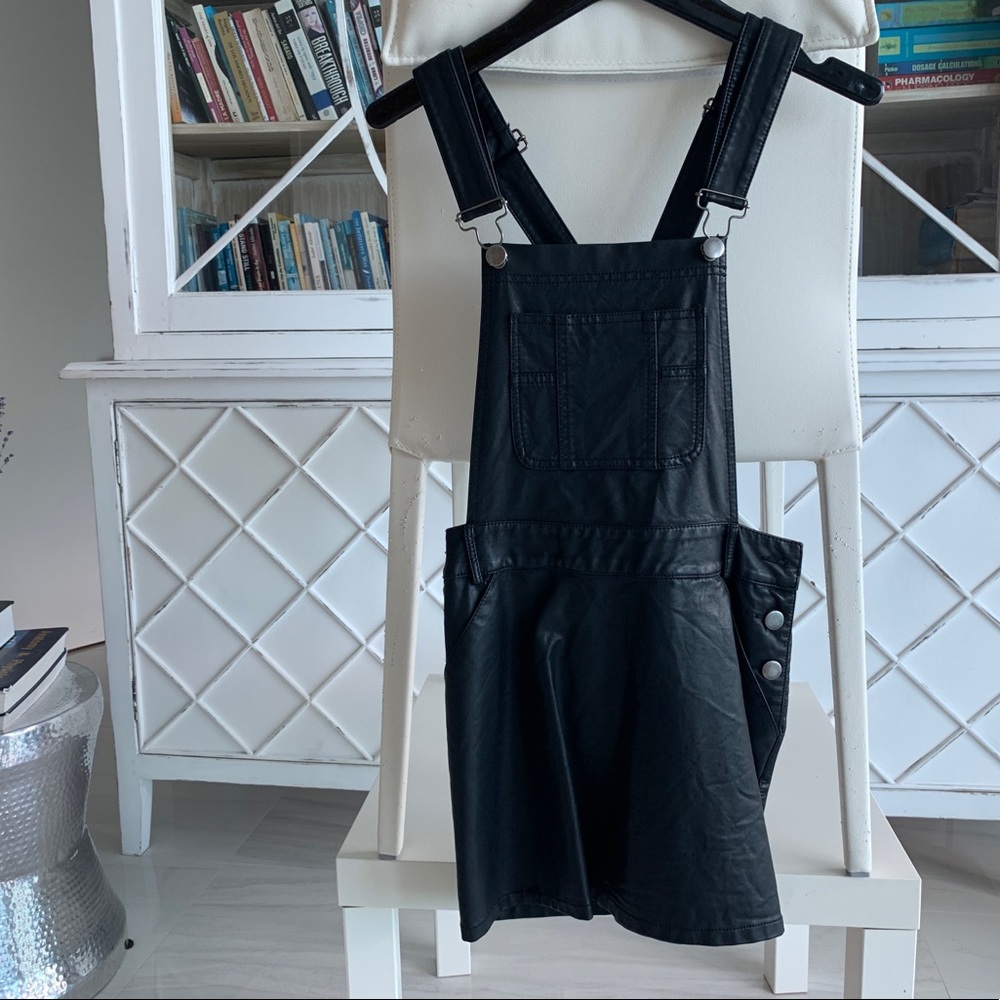 Forever 21 faux leather skirt overalls
